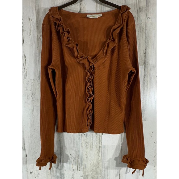 Maeve Rust Ruffle Blouse - Picture 2 of 11